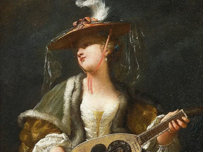 1718-Jean Barbault - Signora che suona il mandolino